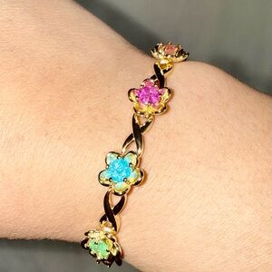 Gold Bracelet with Multicolor Gemstones